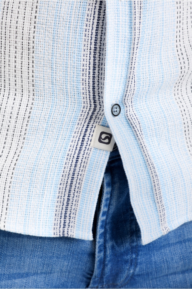 LANGE MOUW OVERHEMD HEAVY LINNEN 335547 4001 bright blue